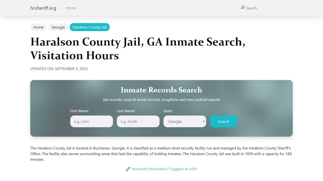 Haralson County Jail, GA Inmate Search, Visitation Hours